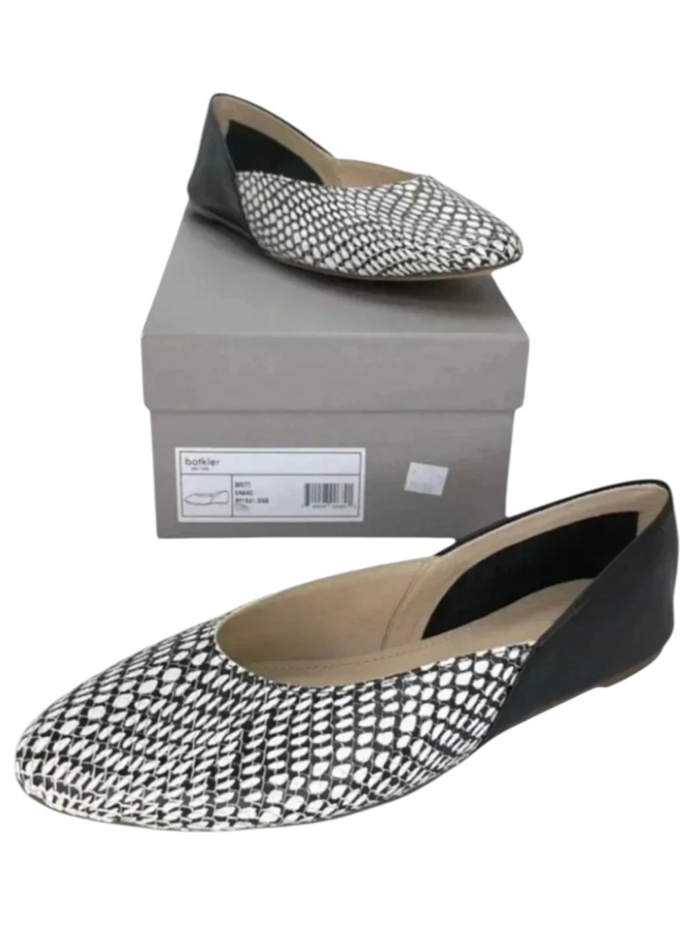 Botkier Britt Womens Flats 4.5M Leather Snake Print Slip On